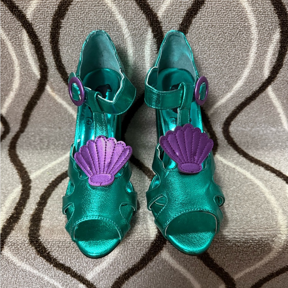 Disney Little Mermaid Inspired Teal and Purple Shell Heels